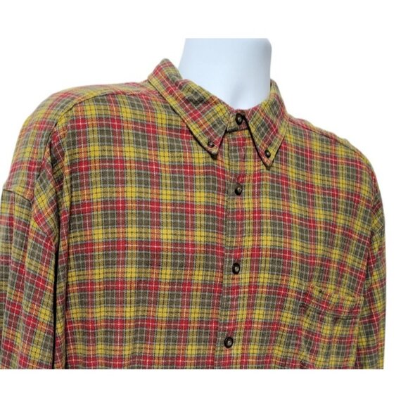 Wilderness Other - Wilderness Flannel Shirt Men's L Vintage Button Down Red Yellow Plaid Long Sleev